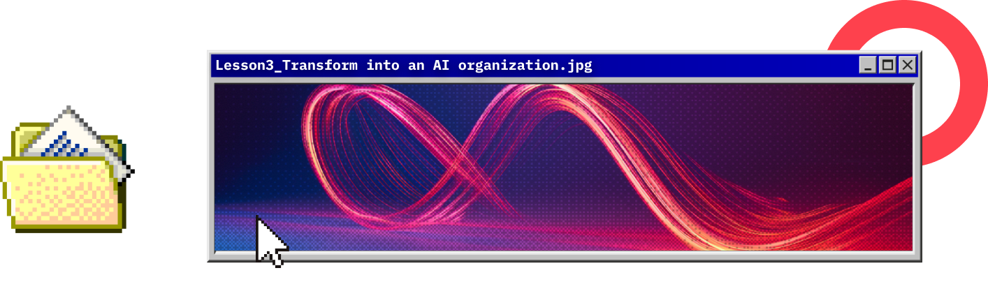 Visual showing steps to transform into an AI organization